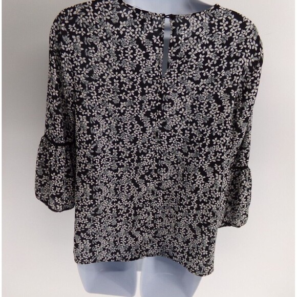 Who What Wear Womens Size S Sleeve Blouse Black Floral - Picture 5 of 9